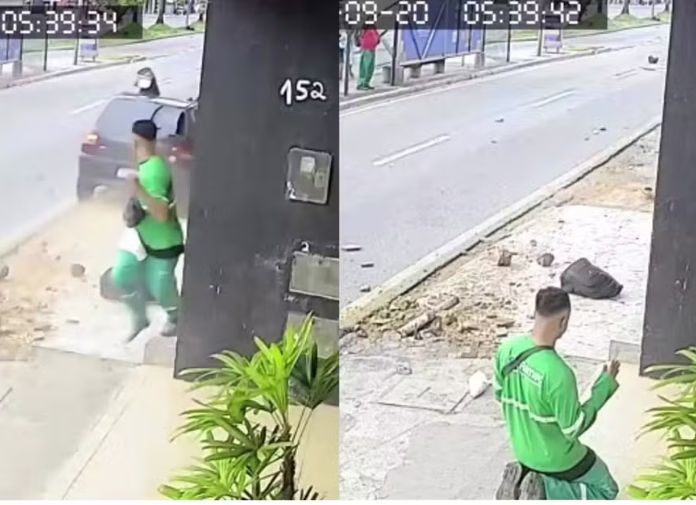 agente de limpeza escapa atropelamento Aracaju