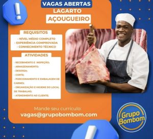 vagas de emprego Lagarto Grupo Bombom