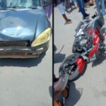 Colisão entre carro e motocicleta deixa casal ferido na Praça do Tanque Grande, em Lagarto