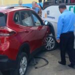 Veículo colide na lateral da Coopertalse no trevo da rodoviária de Riachão do Dantas