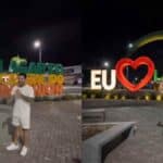 Influenciador Anderson (196 Sonhos) visitando o letreiro de entrada de Lagarto, Sergipe.