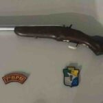 Espingarda apreendida pela Polícia Militar em Riachão do Dantas.