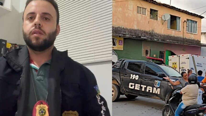 Isolamento da área policial no Centro de Lagarto durante perícia.