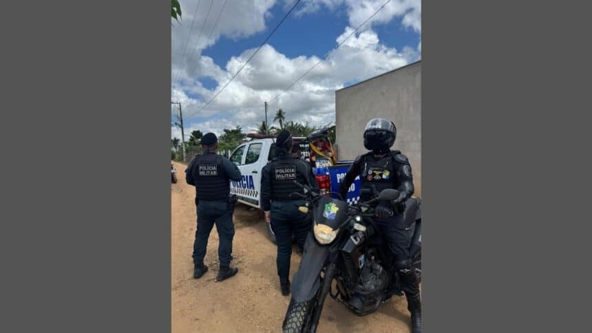 7º Batalhão da Polícia Militar atuando em ocorrência no município de Lagarto.