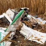 Destroços da aeronave PU-SBC acidentada na zona rural de Macambira.