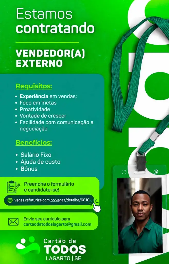 Atendimento ao cliente e seleção para vaga de vendedor do Cartão de Todos em Lagarto.