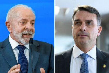Lula e Flávio Bolsonaro montagem lado a lado