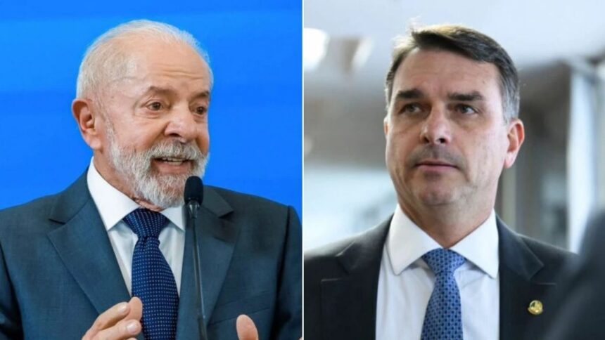Lula e Flávio Bolsonaro montagem lado a lado