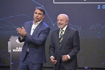 Flávio Bolsonaro e lula no debate