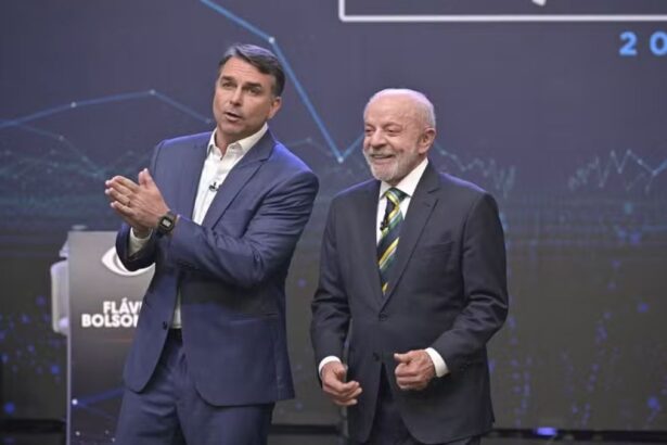 Flávio Bolsonaro e lula no debate