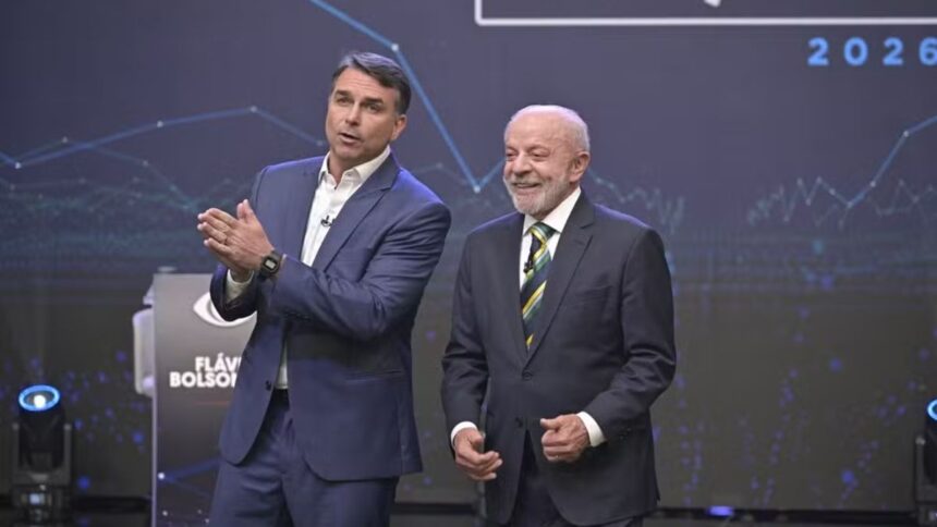 Flávio Bolsonaro e lula no debate