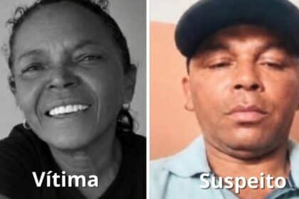Foto lado a lado da vitima e do suspeito